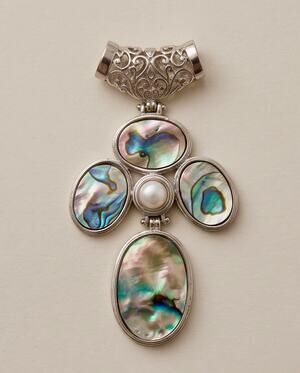 Vintage Abalone & Pearl Huge Statement Pendant
